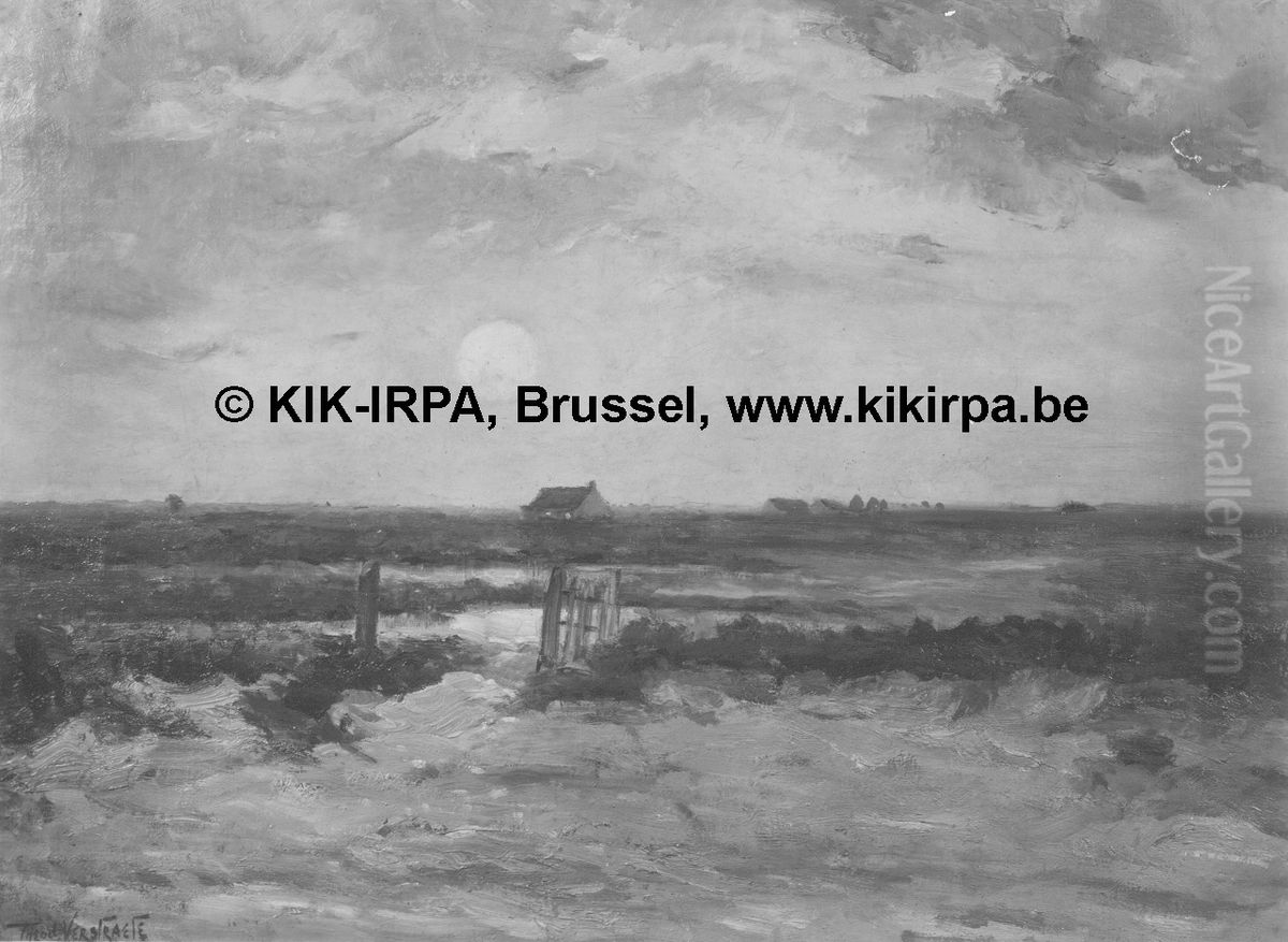 Opkomende maan in Blankenberge Oil Painting by Theodore Verstraete