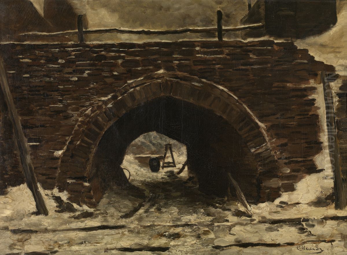 Oude brug Oil Painting by Constantin Meunier