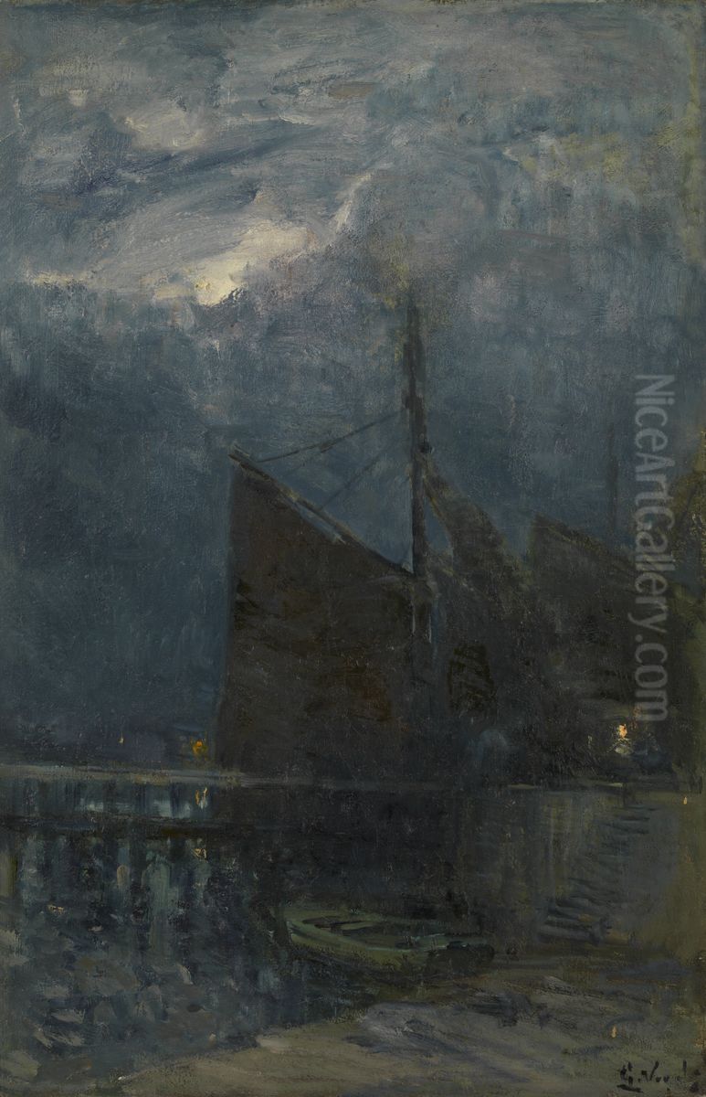 Haveningang bij nacht Oil Painting by Guillaume Vogels