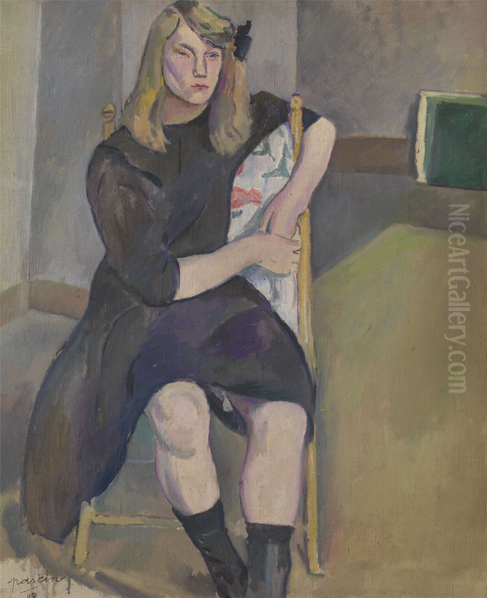 Sitzendes Madchen Oil Painting by Jules Pascin