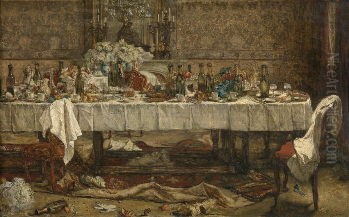 After the Wedding Oil Painting by Willem Linnig Junior