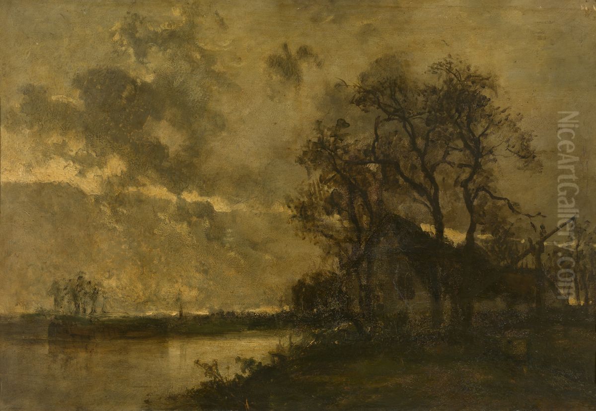 Landschap Oil Painting by Johan Jongkind