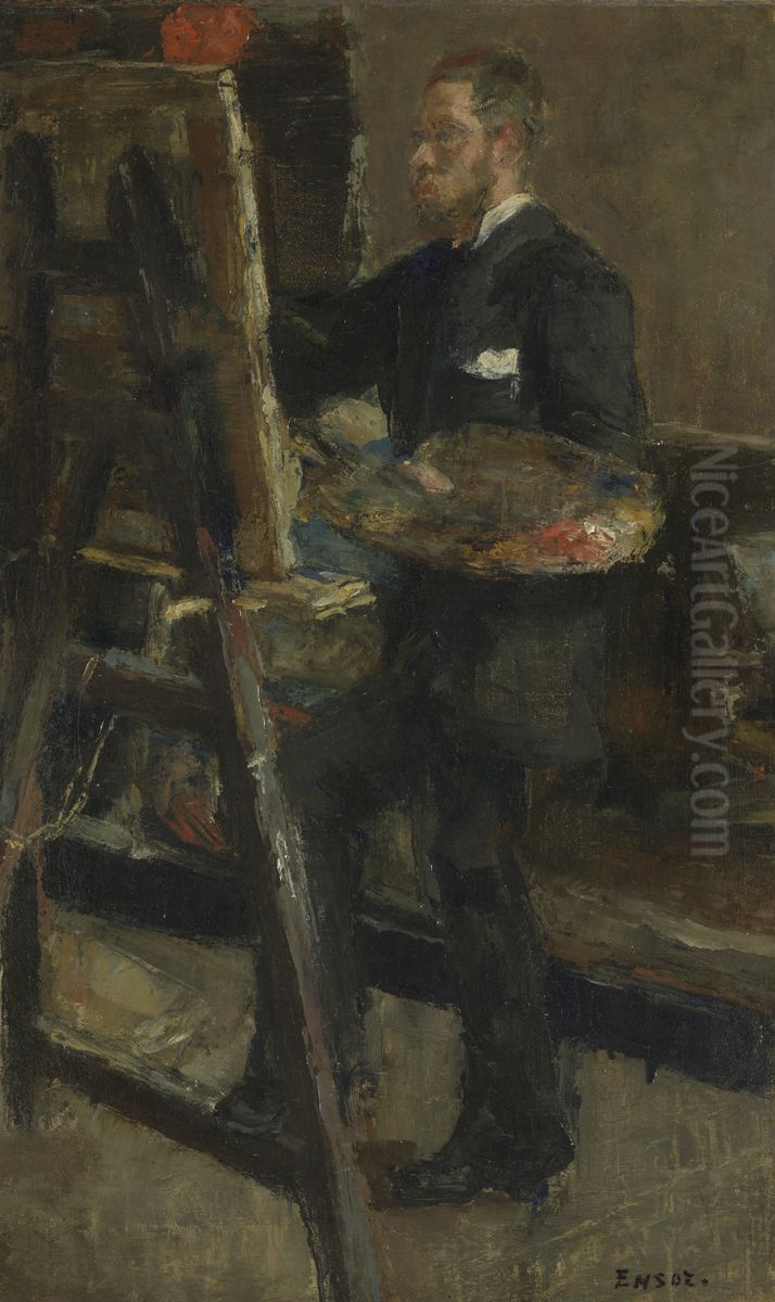 De schilder Alfred William Finch Oil Painting by James Ensor