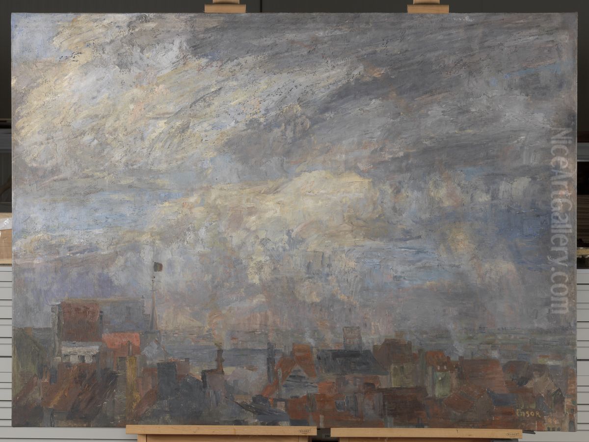The Rooftops of Ostend Oil Painting by James Ensor