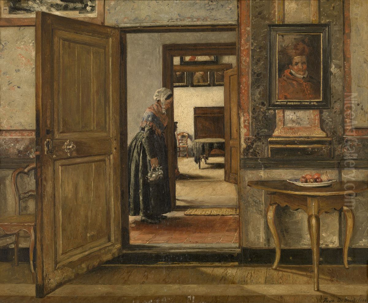 Interior of the Terninck Institution in Antwerp Oil Painting by Henri de Braekeleer