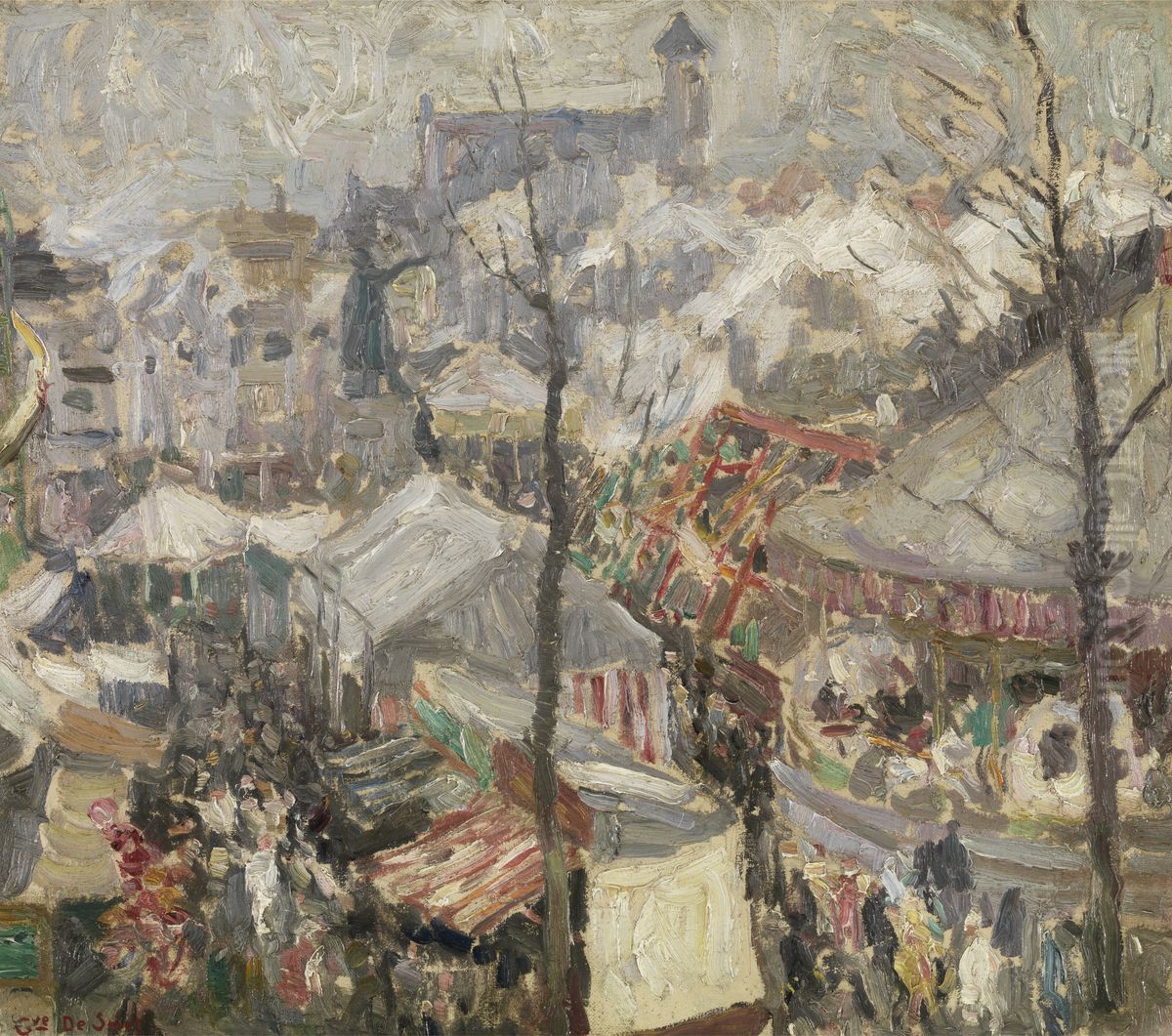 Kermis op de Vrijdagmarkt in Gent Oil Painting by Gustave De Smet