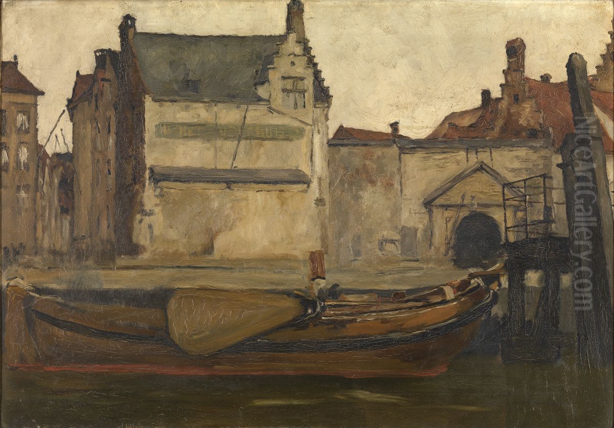 Het veerhuis Oil Painting by Piet Verhaert