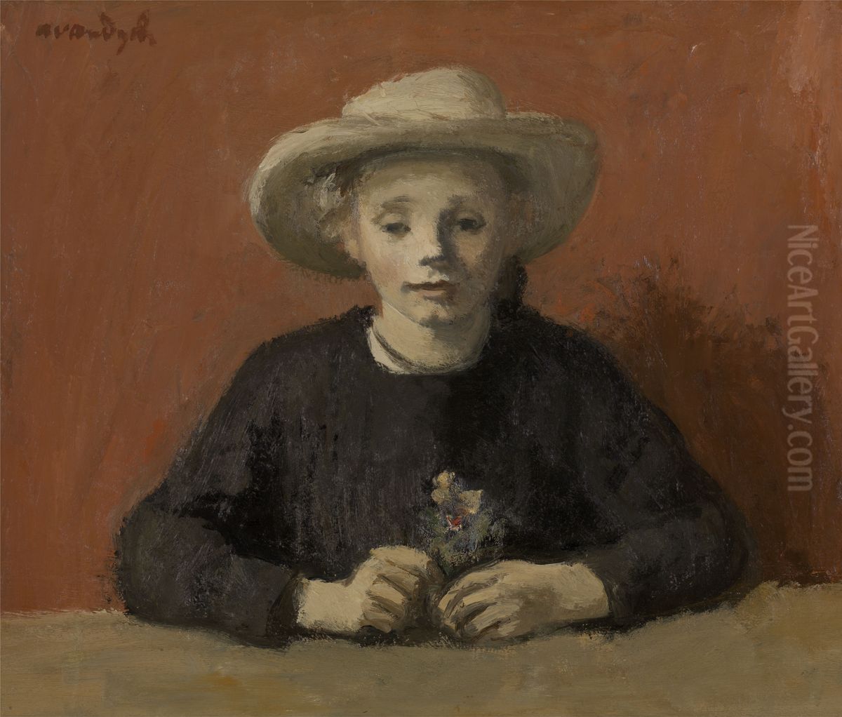 Gusta with hat Oil Painting by Albert Van Dyck