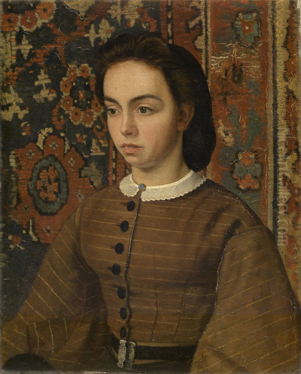 Helene De Braekeleer, the Painter's Sister Oil Painting by Henri de Braekeleer