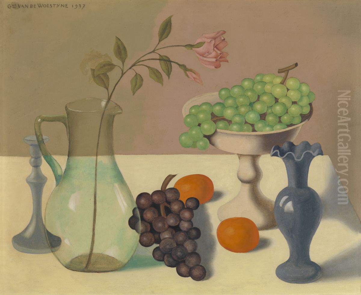 Nature morte aux raisins Oil Painting by Gustave Van De Woestijne