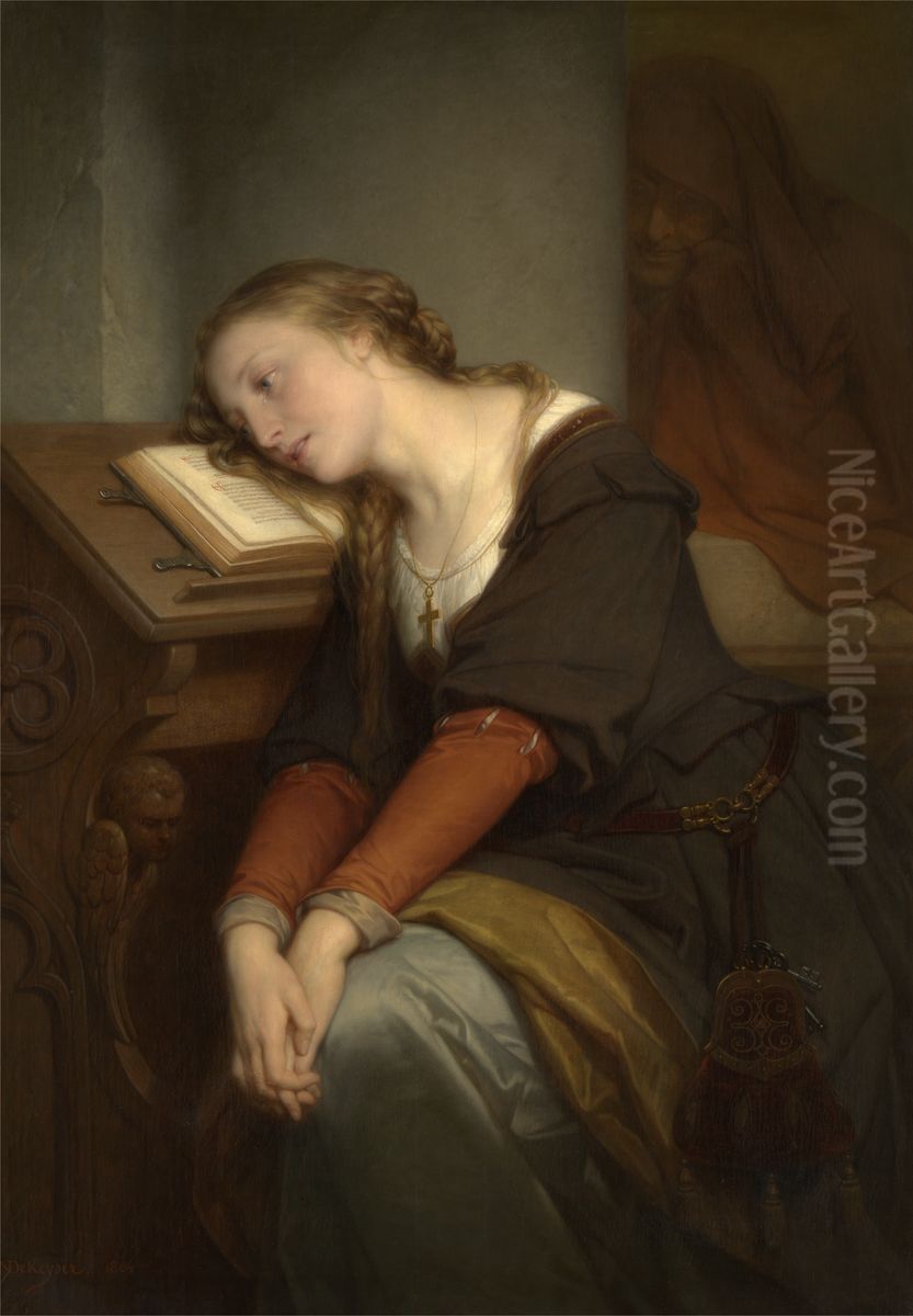 Margaret at the Church Oil Painting by Nicaise de Keyser