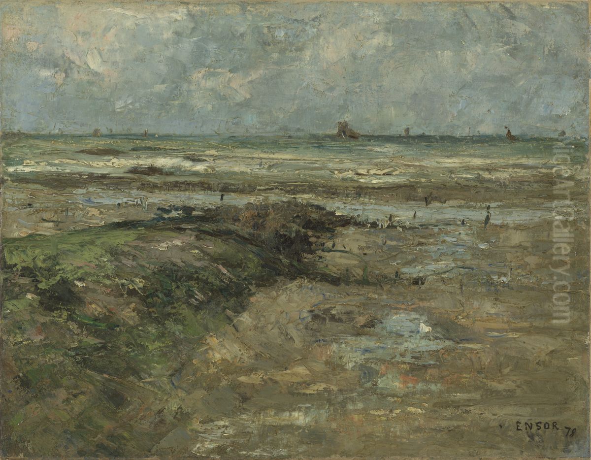 The Breakwater Oil Painting by James Ensor