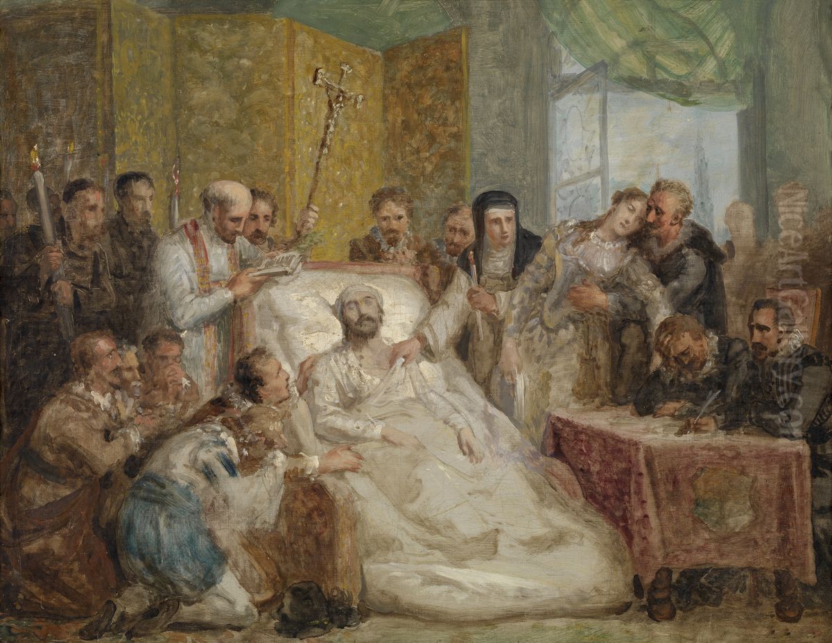 De dood van Peter Paul Rubens Oil Painting by Mattheus Ignatius van Bree