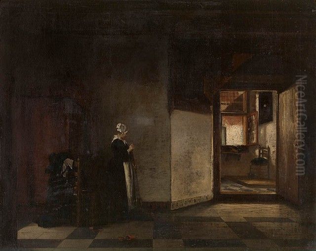 A Dutch Interior Oil Painting by Pieter De Hooch