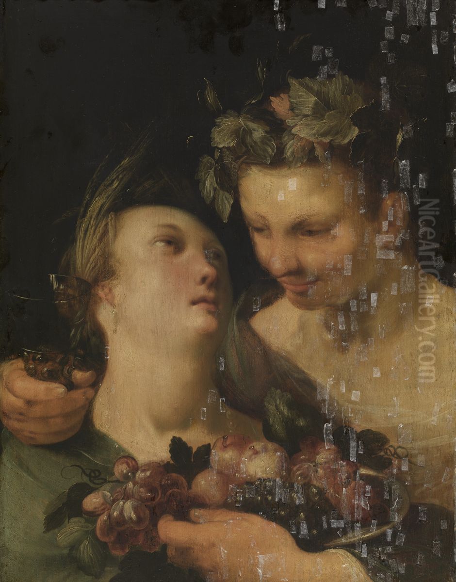 Ceres and Bacchus Oil Painting by Cornelis van Haarlem