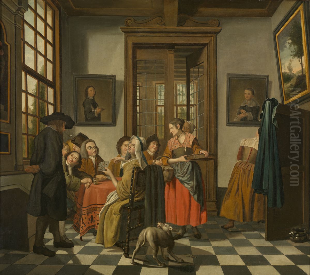 a party playing cards Oil Painting by Jan Josef Horemans the Younger