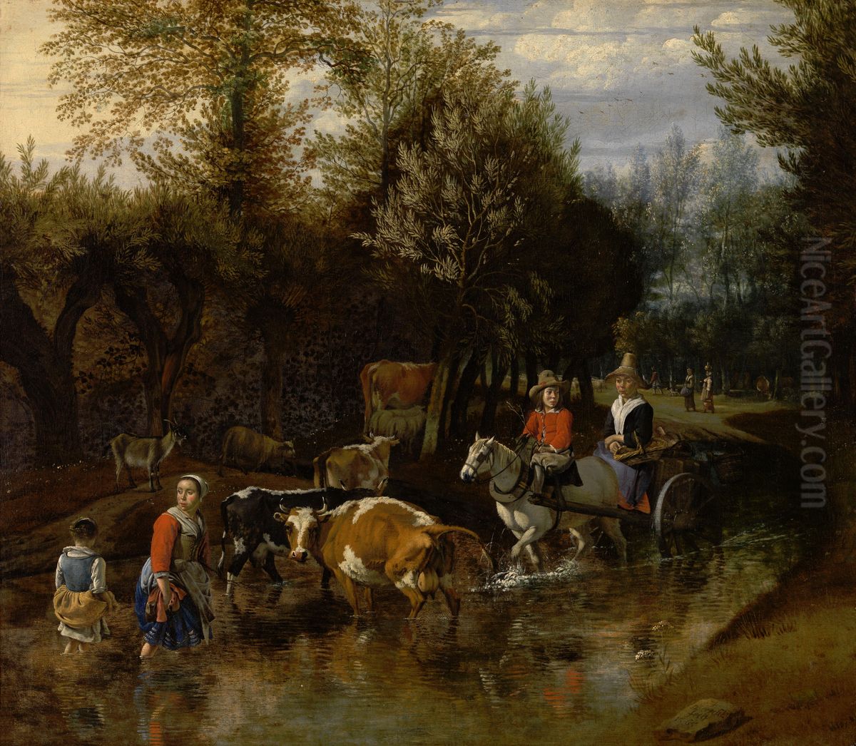 De nieuwsgierige koe Oil Painting by Johannes Siberechts