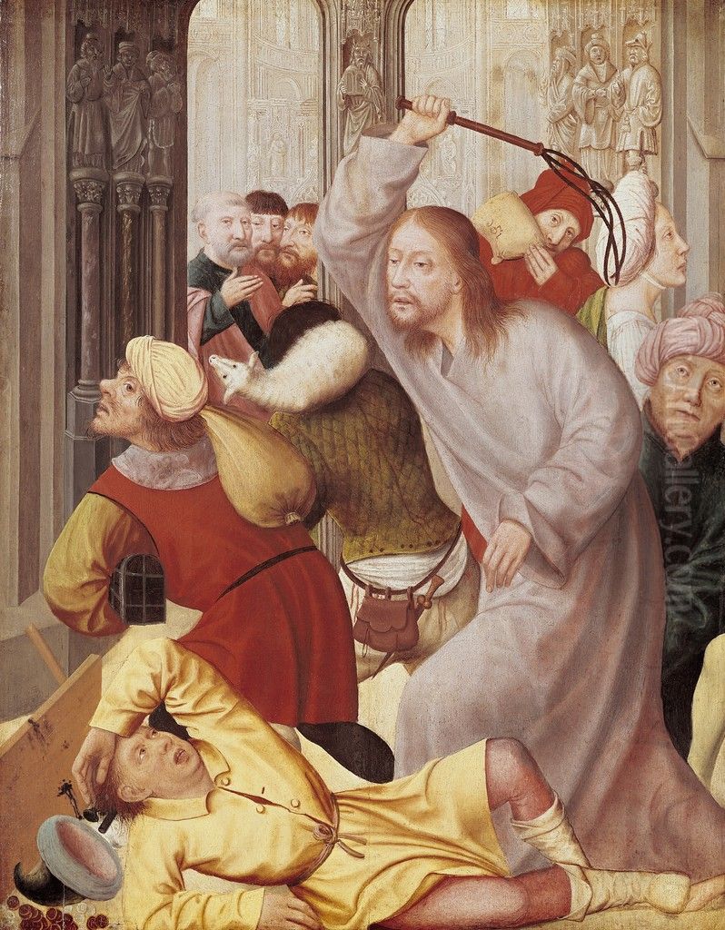 Jesus Chasing the Merchants from the Temple Oil Painting by Quinten Metsys