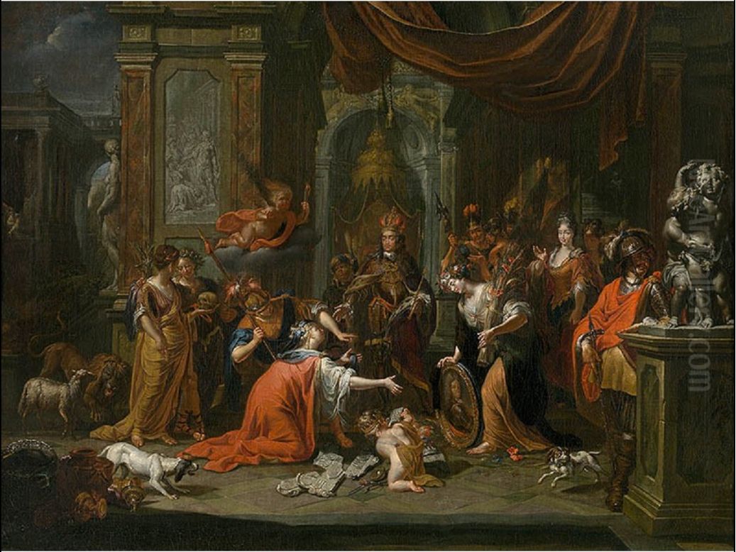 The City of Antwerp pay tribute to the Austrian dynasty Oil Painting by Jacques Ignatius De Roore
