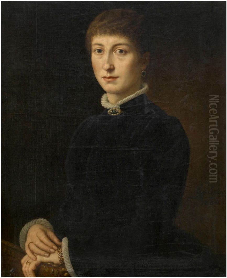 Portrait of Mrs Van Soom Oil Painting by Eugene Siberdt