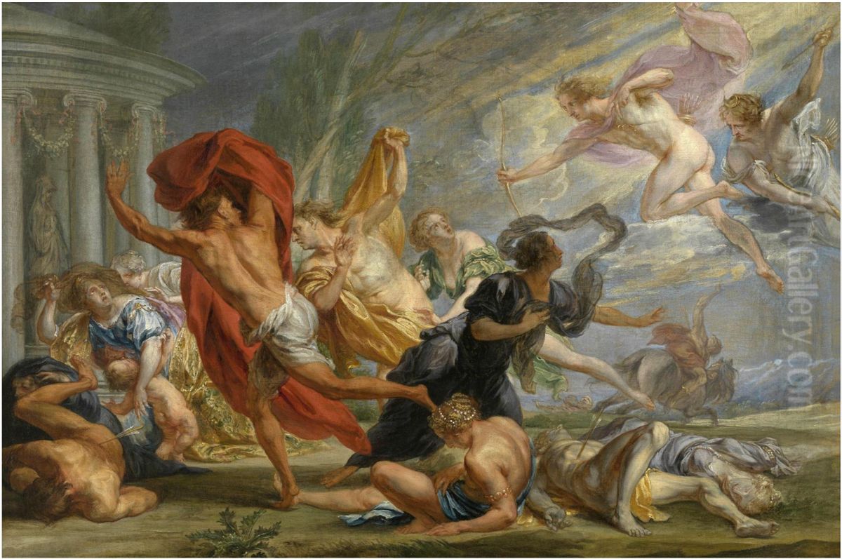Apollo and Diana kill the children of Niobe Oil Painting by Jan Boeckhorst