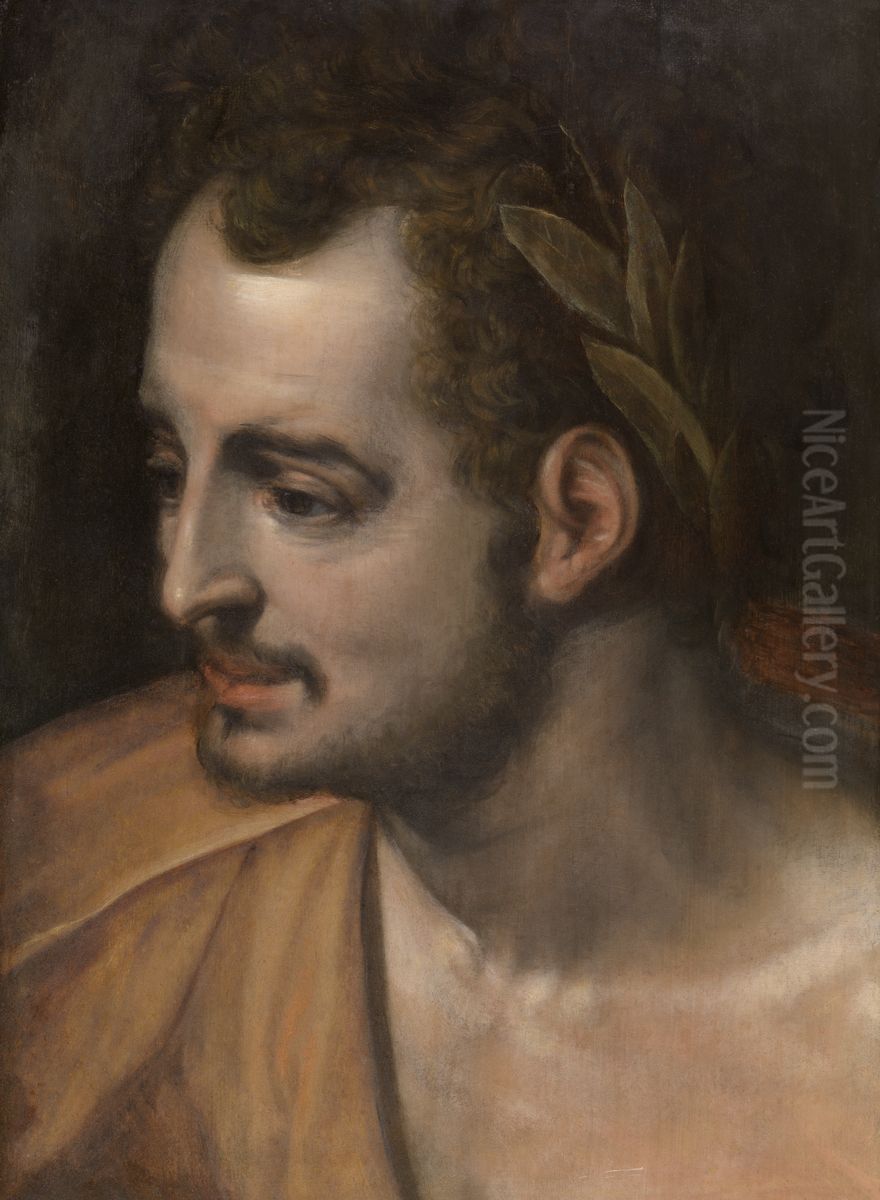 A Roman Emperor Oil Painting by Frans Floris I
