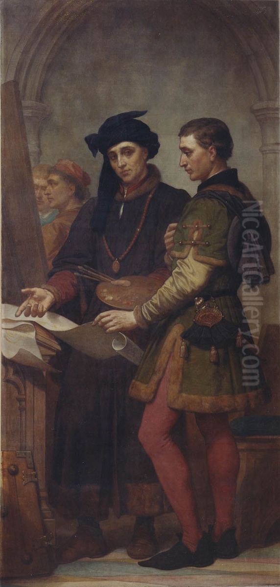 The Painters Jan van Eyck and Rogier van der Weyden Oil Painting by Nicaise de Keyser