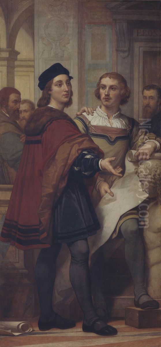 The Painters Raphael and Bernard van Orley Oil Painting by Nicaise de Keyser