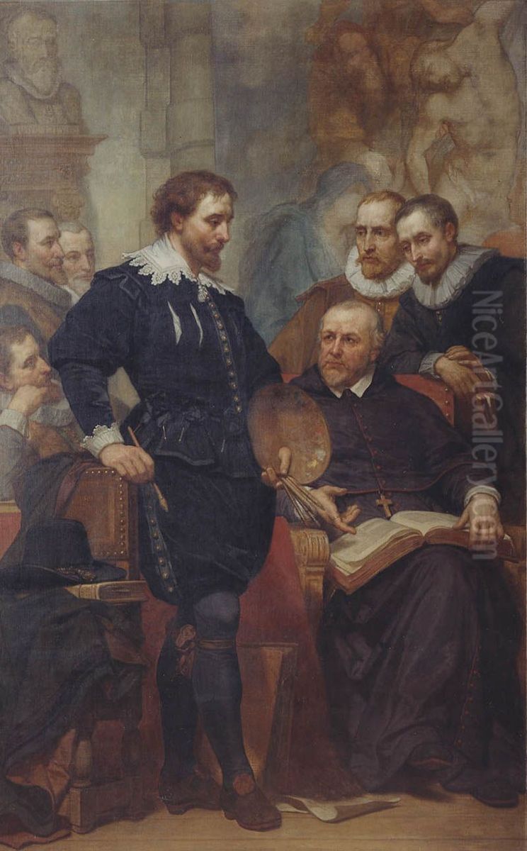 Peter Paul Rubens in his Studio Oil Painting by Nicaise de Keyser