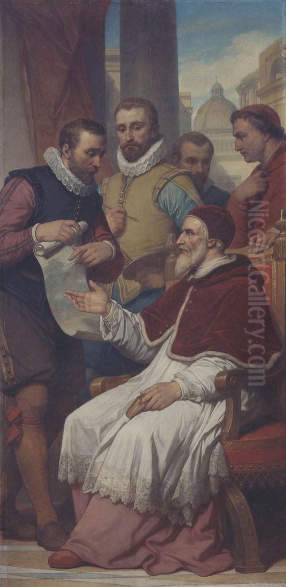 De schilders Matthijs en Paul Bril in Rome Oil Painting by Nicaise de Keyser