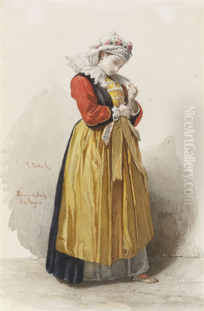 Breton bride Oil Painting by Jean-Francois Portaels