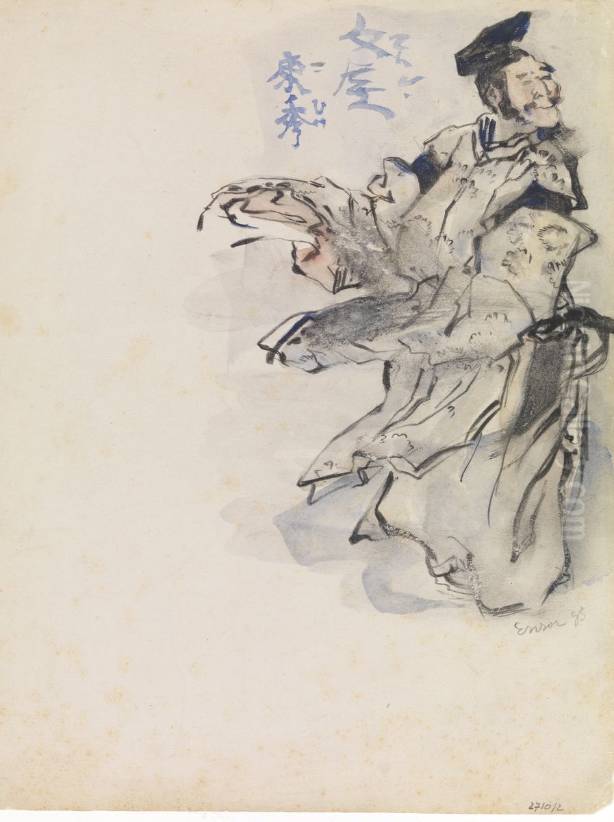 Chinoiserie, een man Oil Painting by James Ensor