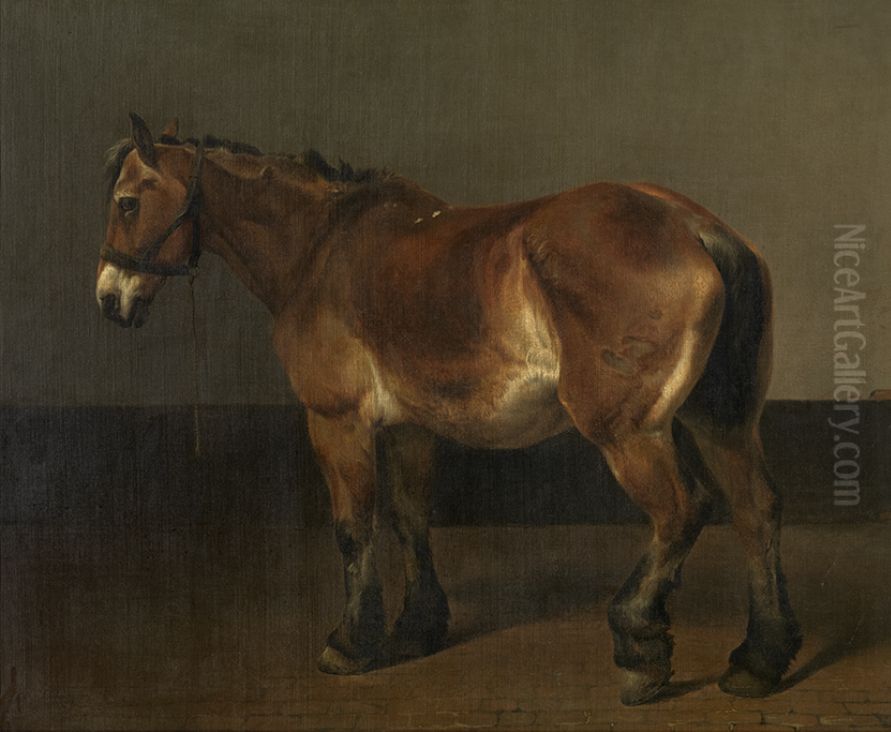 Het trekpaard Oil Painting by Charles Tschaggeny