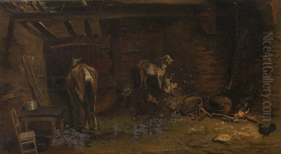 Interior view at Houffalize Oil Painting by Charles Tschaggeny