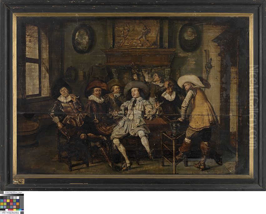 Musicerend en drinkend gezelschap in een herberg Oil Painting by Dirck Hals