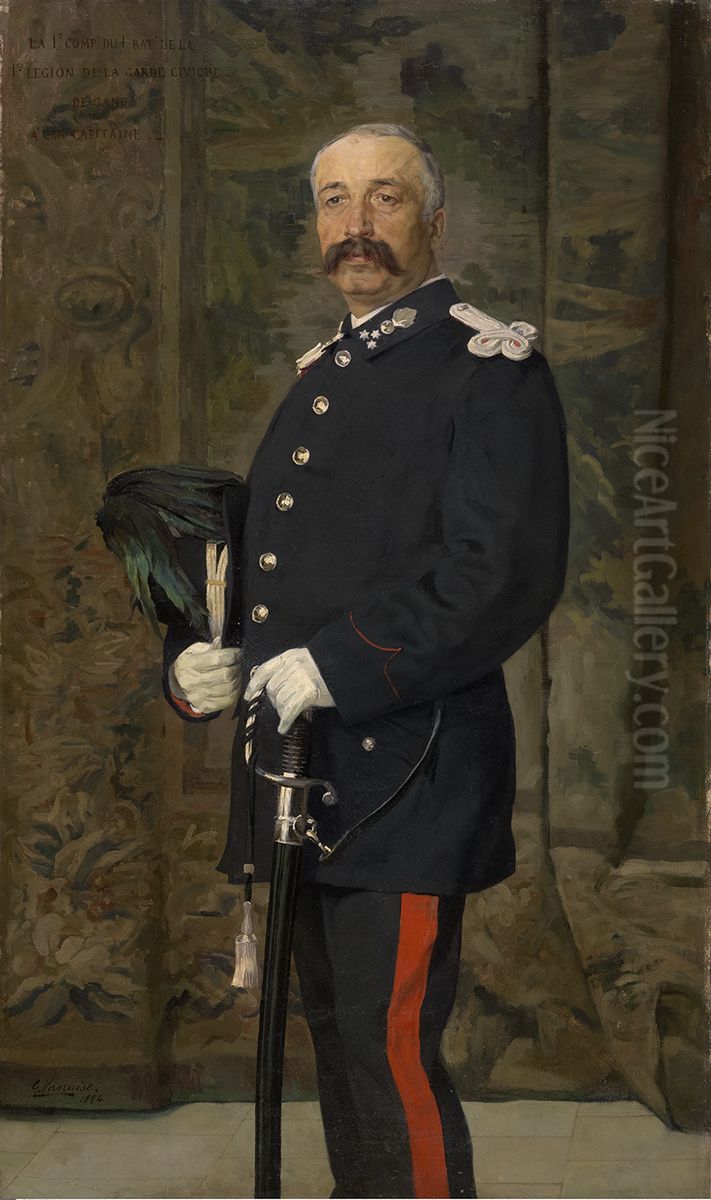 Portret van de heer Bruggeman, kapitein van de burgerwacht Oil Painting by Gustaaf Vanaise