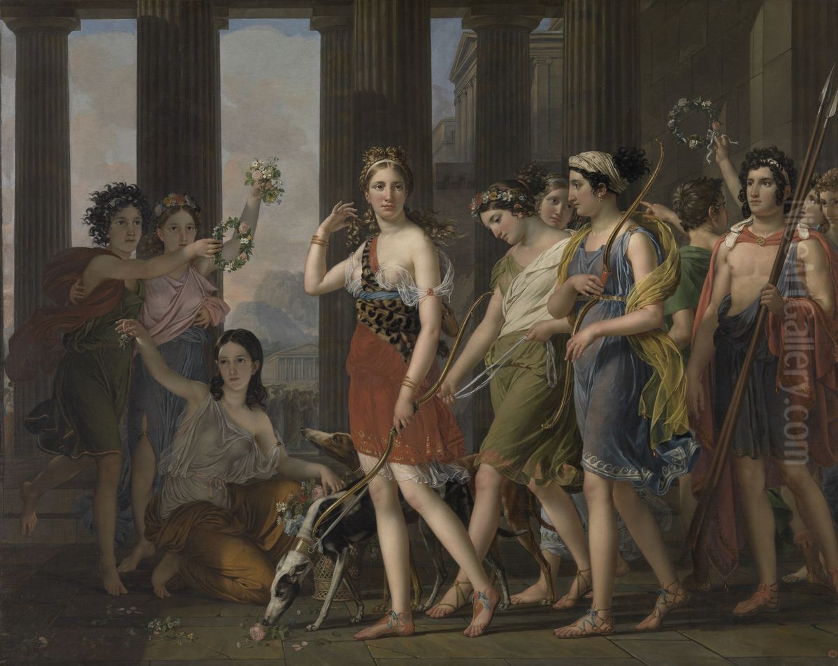 The Beautiful Anthia Leading her Companions to the Temple of Diana in Ephesus Oil Painting by Joseph Paelinck