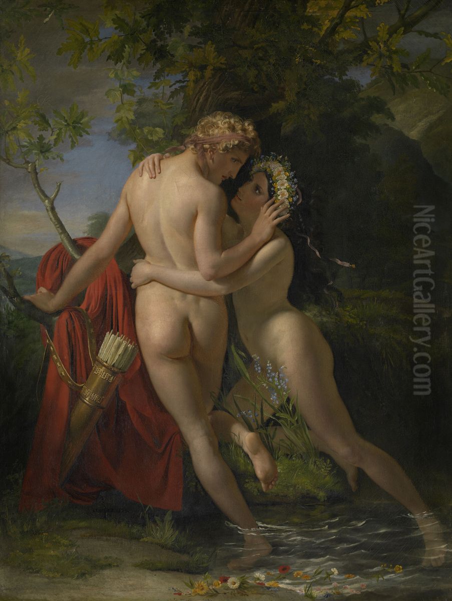 The Nymph Salmacis and Hermaphrodite Oil Painting by Francois-Joseph Navez