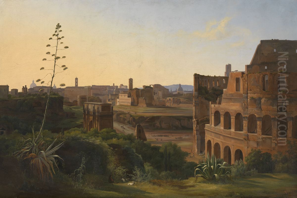 View of the Colosseum in Rome Oil Painting by Jodocus Josse Sebastiaen Van Den Abeele