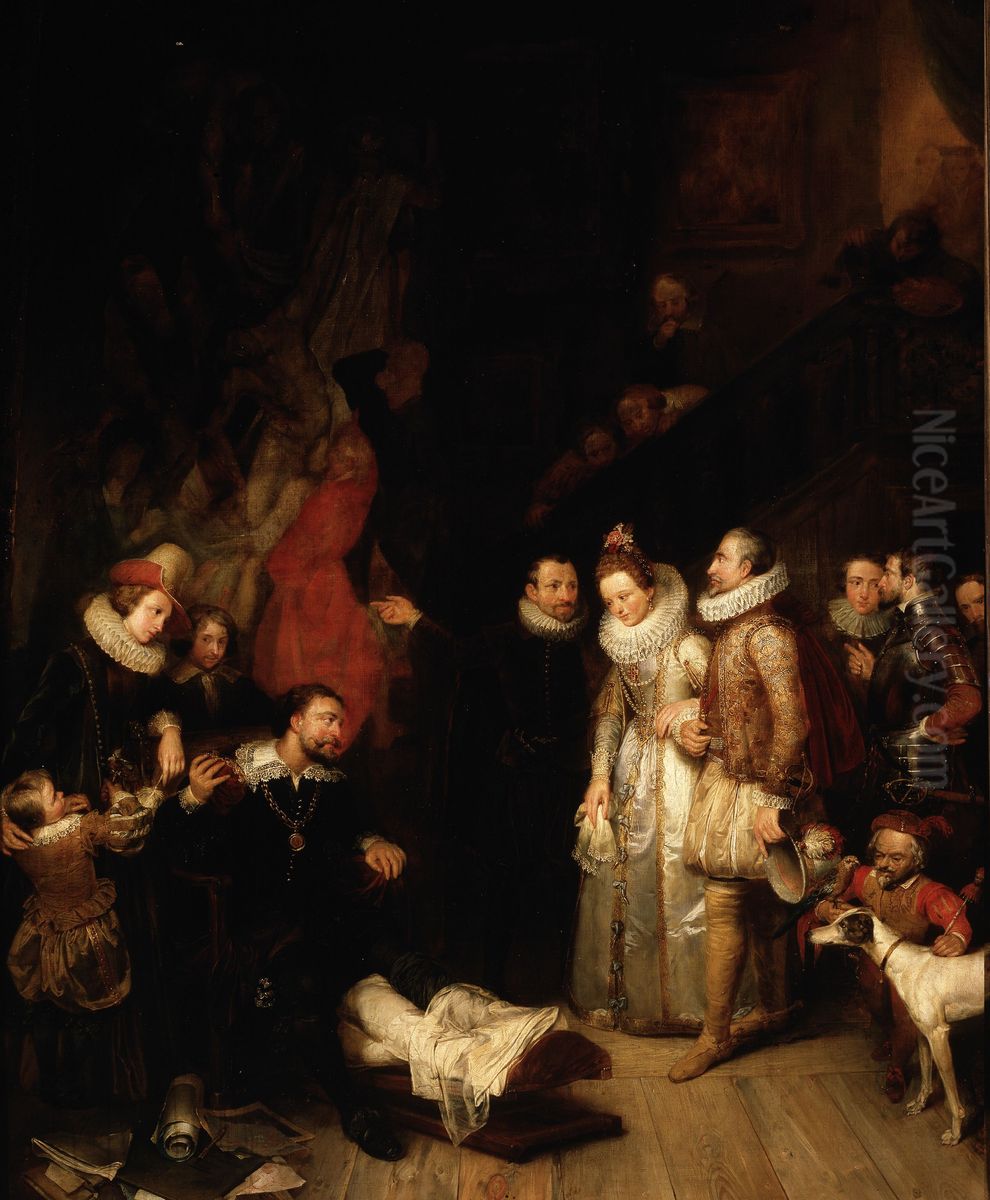 The Archdukes Albrecht and Isabella Visiting the Studio of Peter Paul Rubens Oil Painting by Edward Dujardin