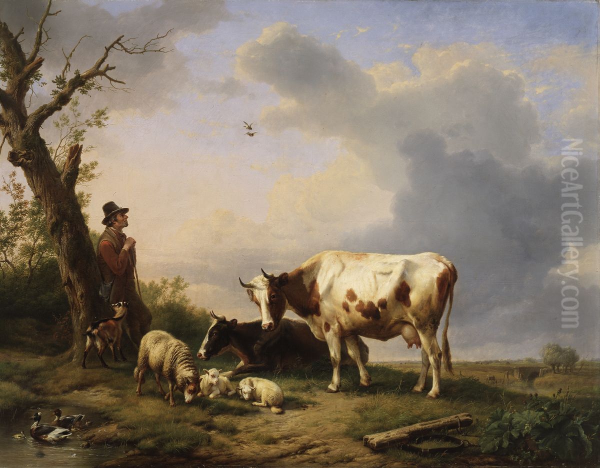 Landscape with Animals Oil Painting by Eugene Verboeckhoven