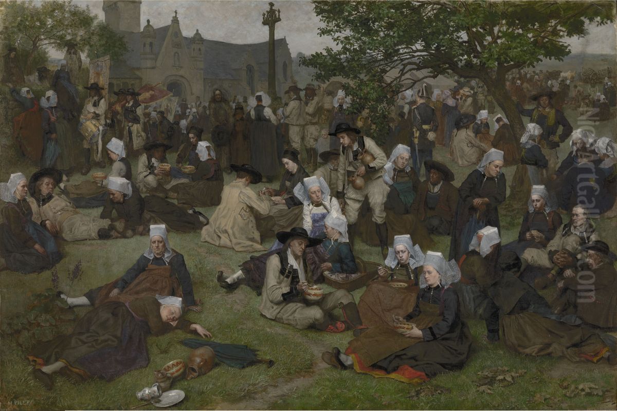 Pilgrimage in Brittany Oil Painting by Henri Pille