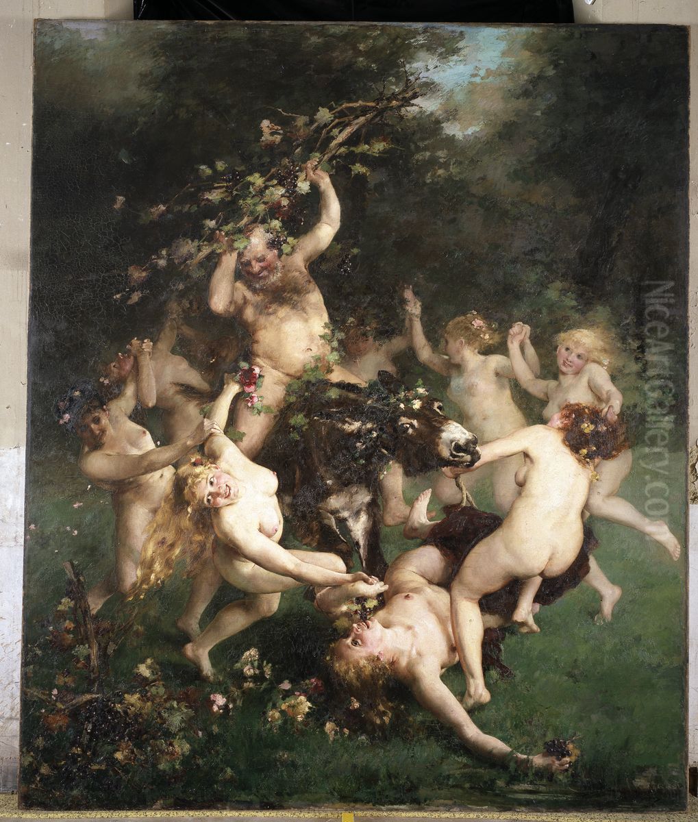 The Feast of Silenus Oil Painting by Alfred Philippe Roll