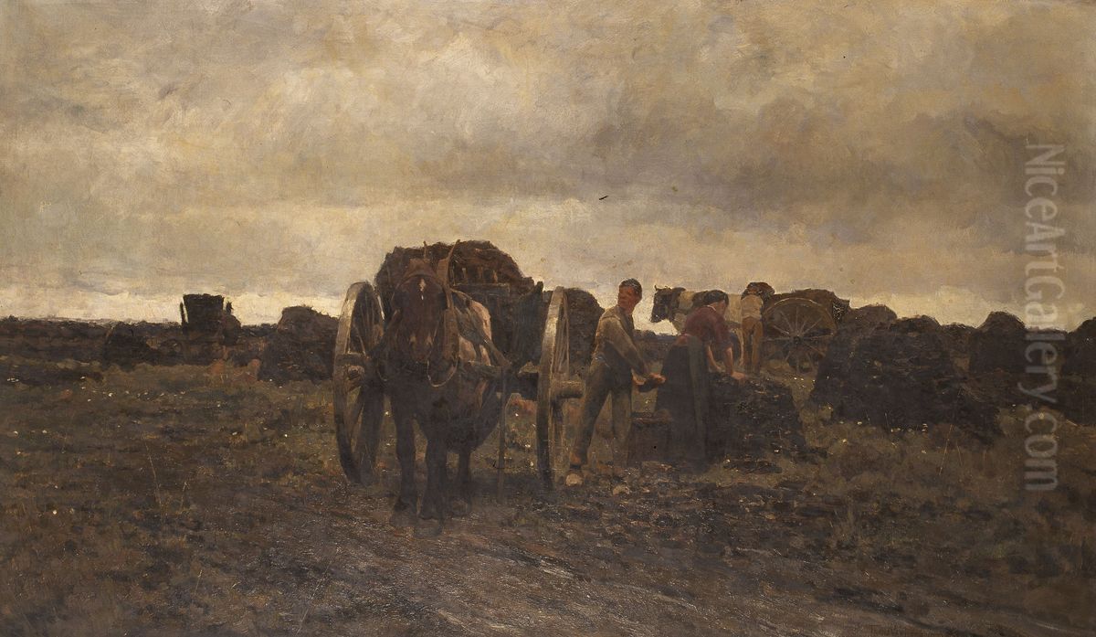 Peat Bog at Postel Oil Painting by Frans Van Leemputten