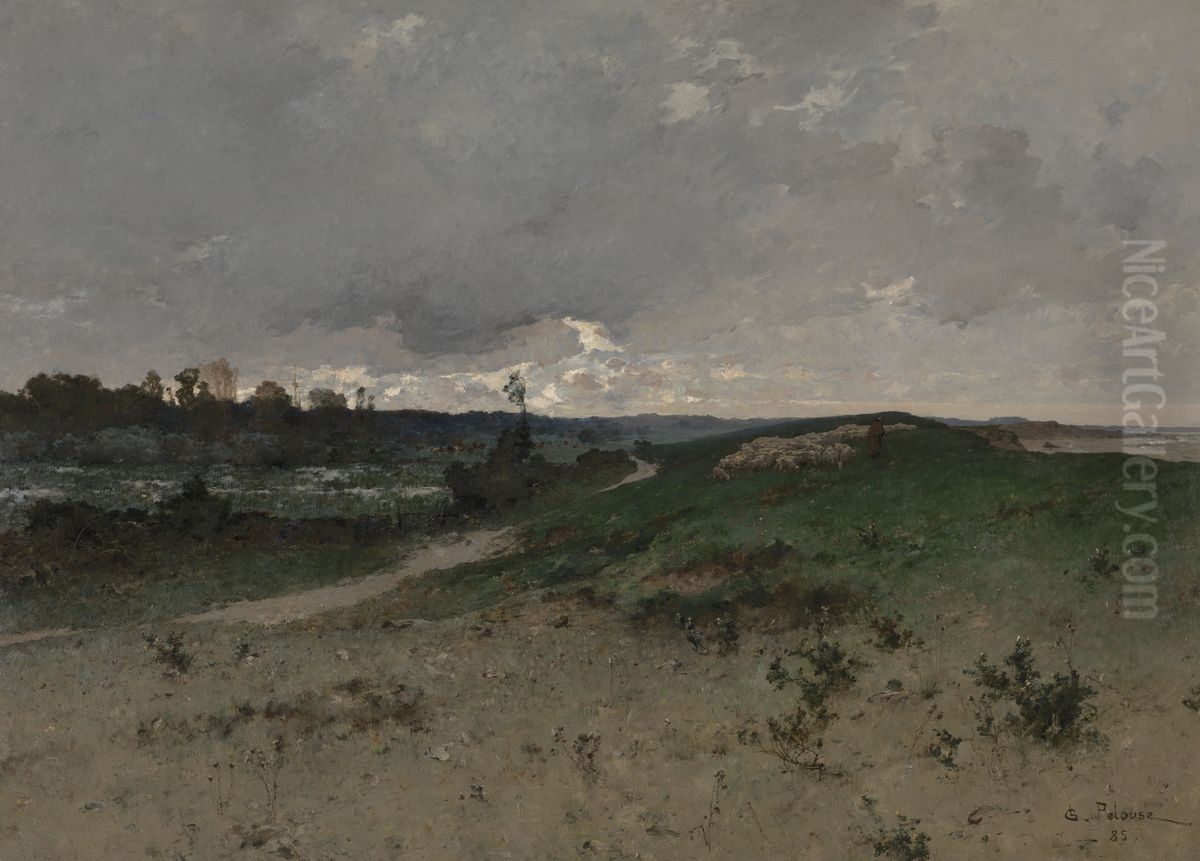 Landscape near Saint-Jean-le-Thomas (Normandy) Oil Painting by Leon Germain Pelouse