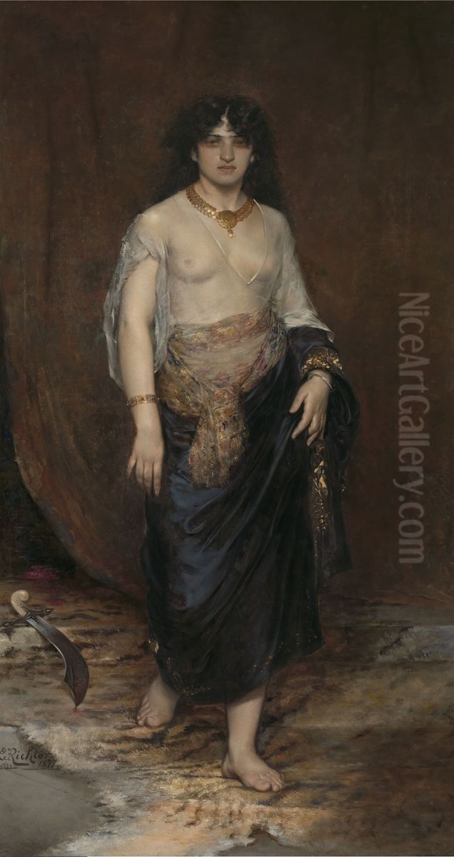 Judith Oil Painting by Edouard Frederic Wilhelm Richter