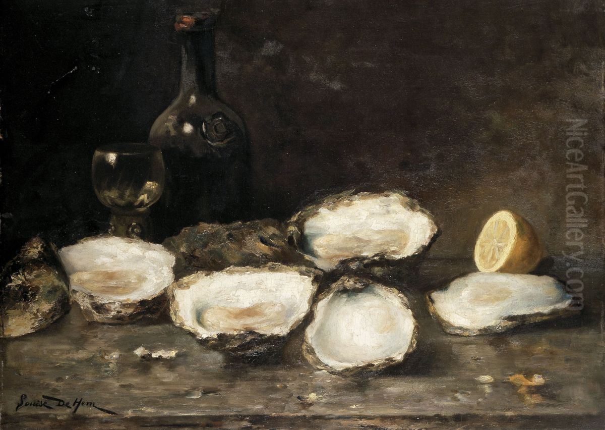 Still Life with Oysters Oil Painting by Louise De Hem