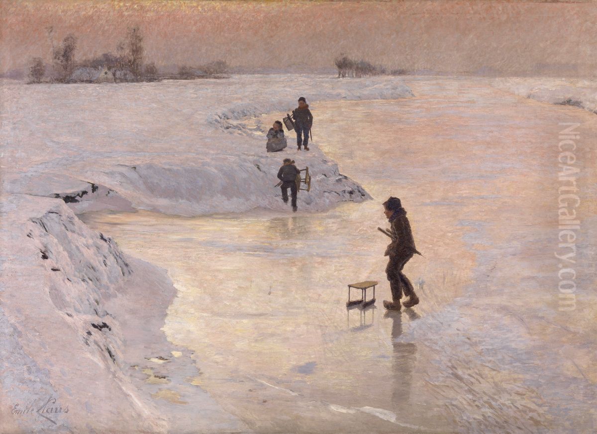 I pattinatori Oil Painting by Emile Claus