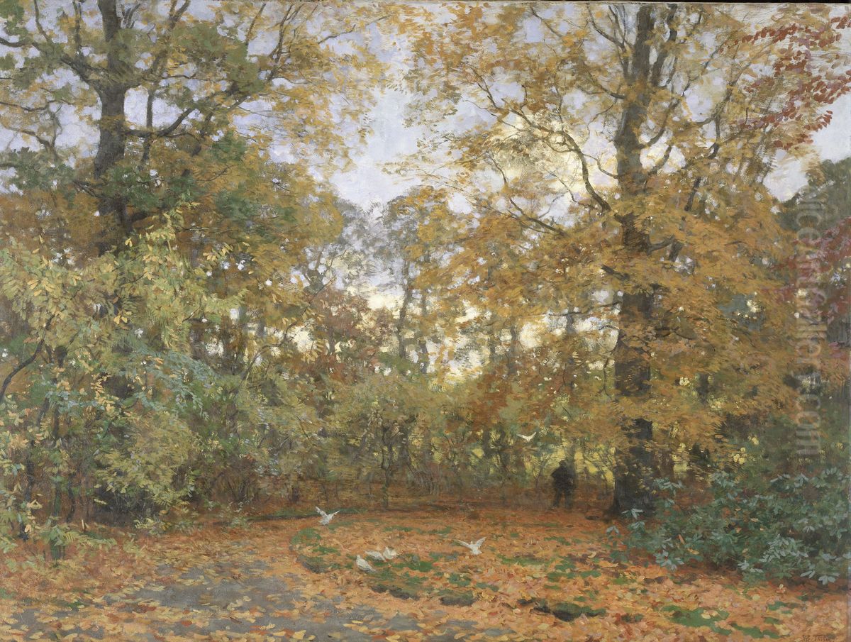 Woods in Autumn Oil Painting by Willem Bastiaan Tholen