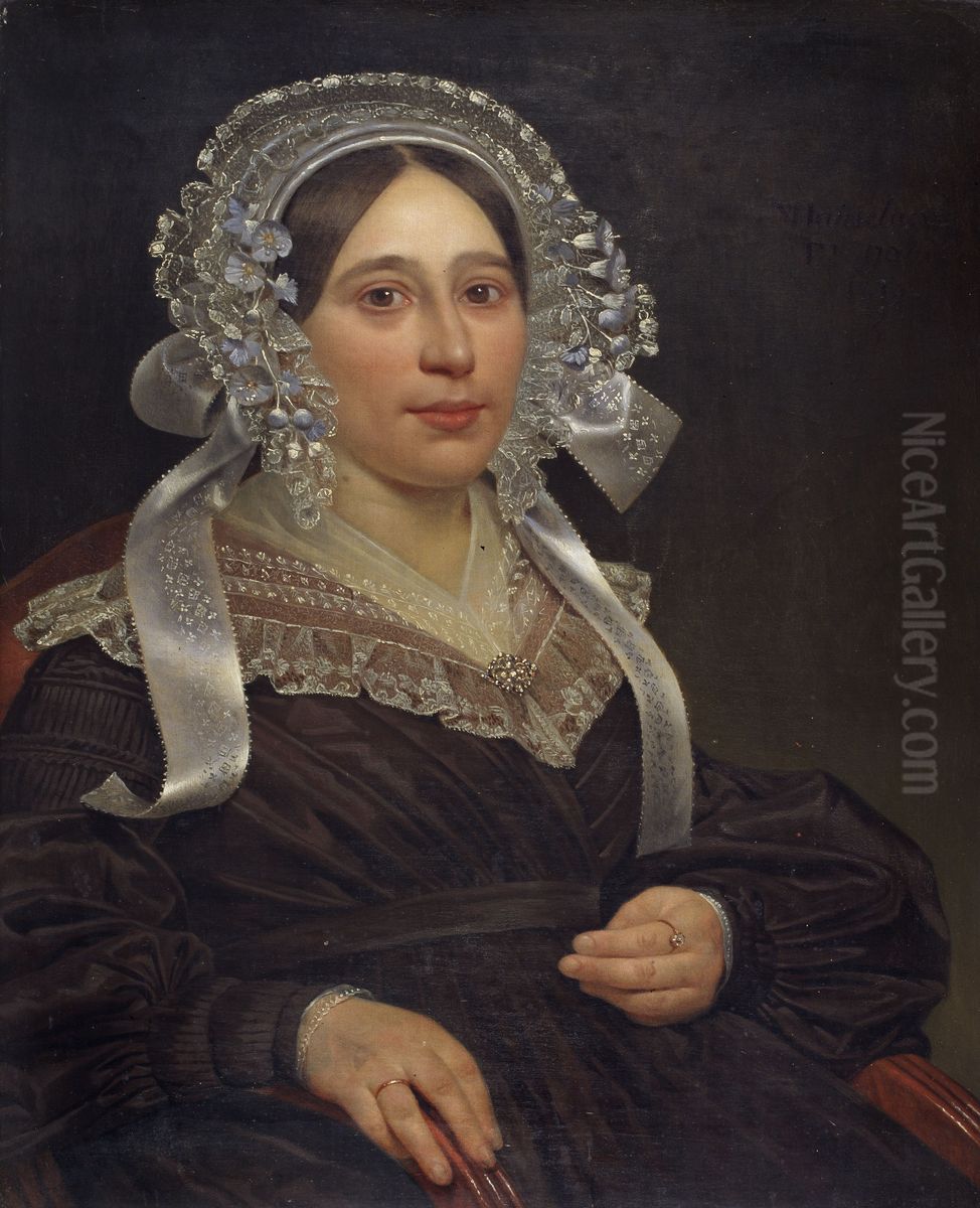 Portrait of Mrs Dart, born Henriette Isabelle Sophie De Brauwer Oil Painting by Pieter van Hanselaere